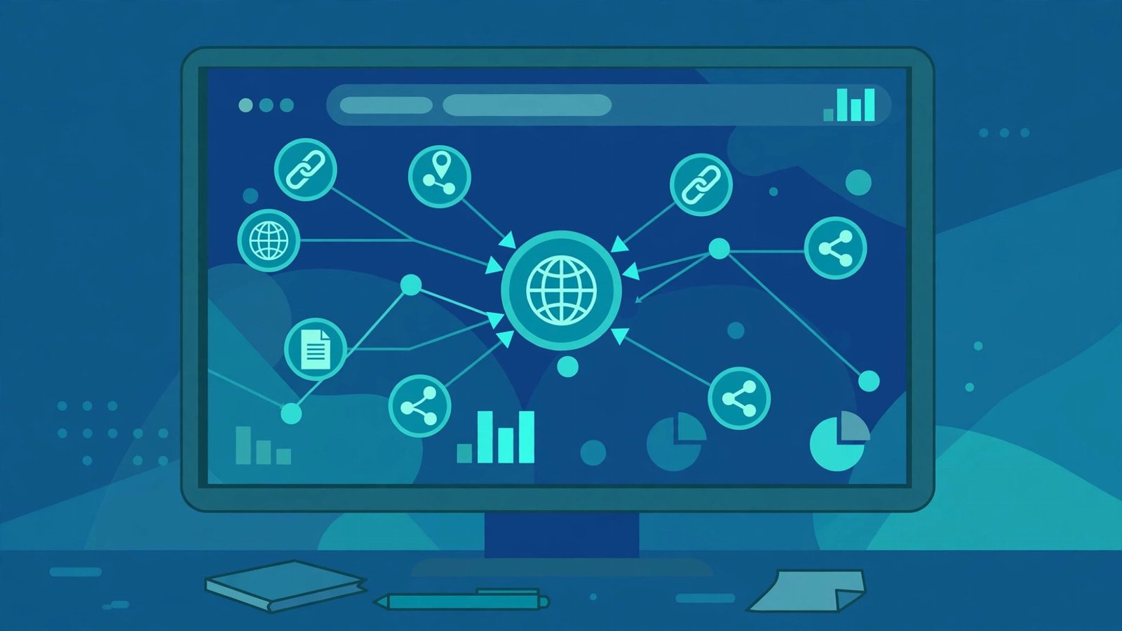 Google Search Console links report dashboard on a screen